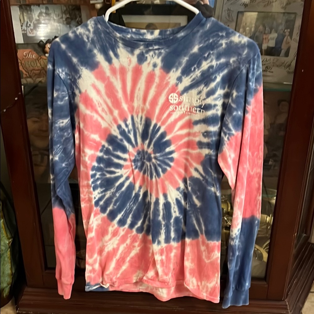 Blue and Pink Spiral Tie-Dye Long Sleeve Tee